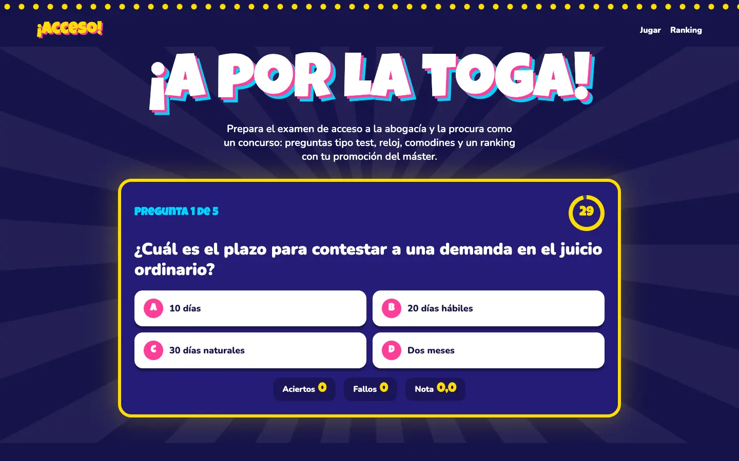 Acceso — primera pantalla del concepto