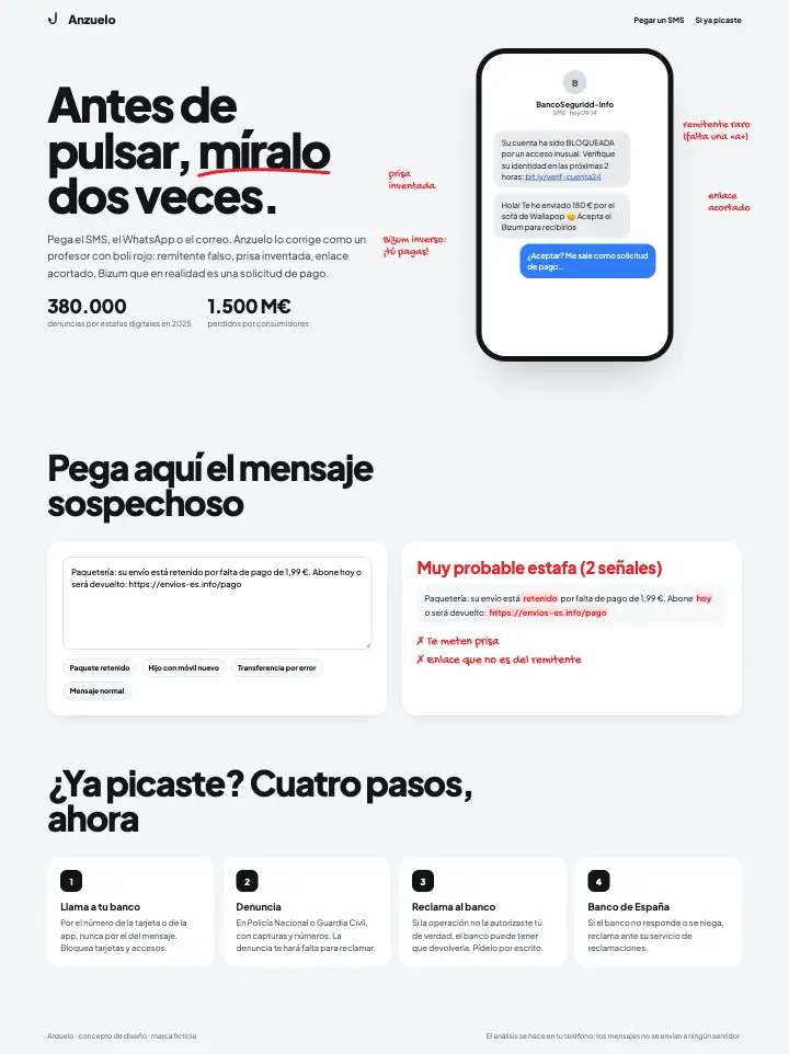 Anzuelo — página completa