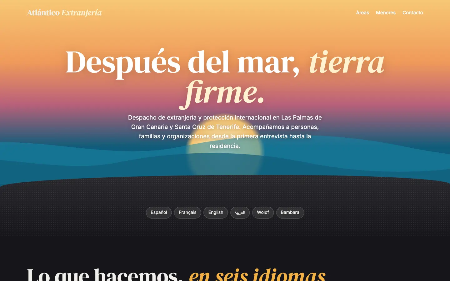 Atlántico Extranjería — primera pantalla del concepto
