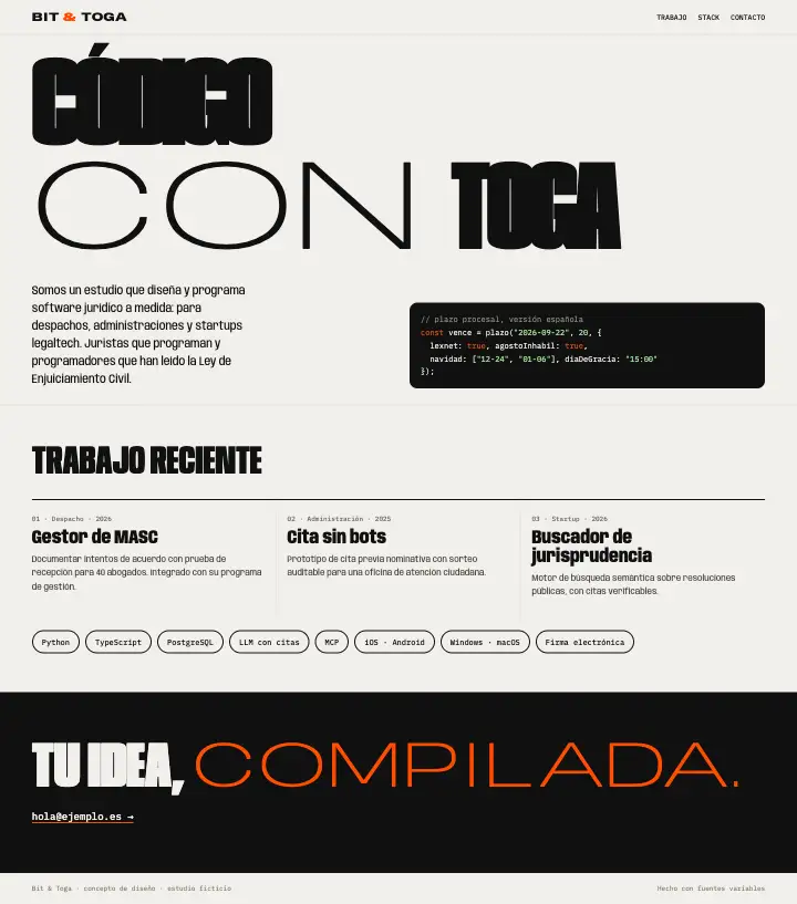 Bit & Toga — página completa