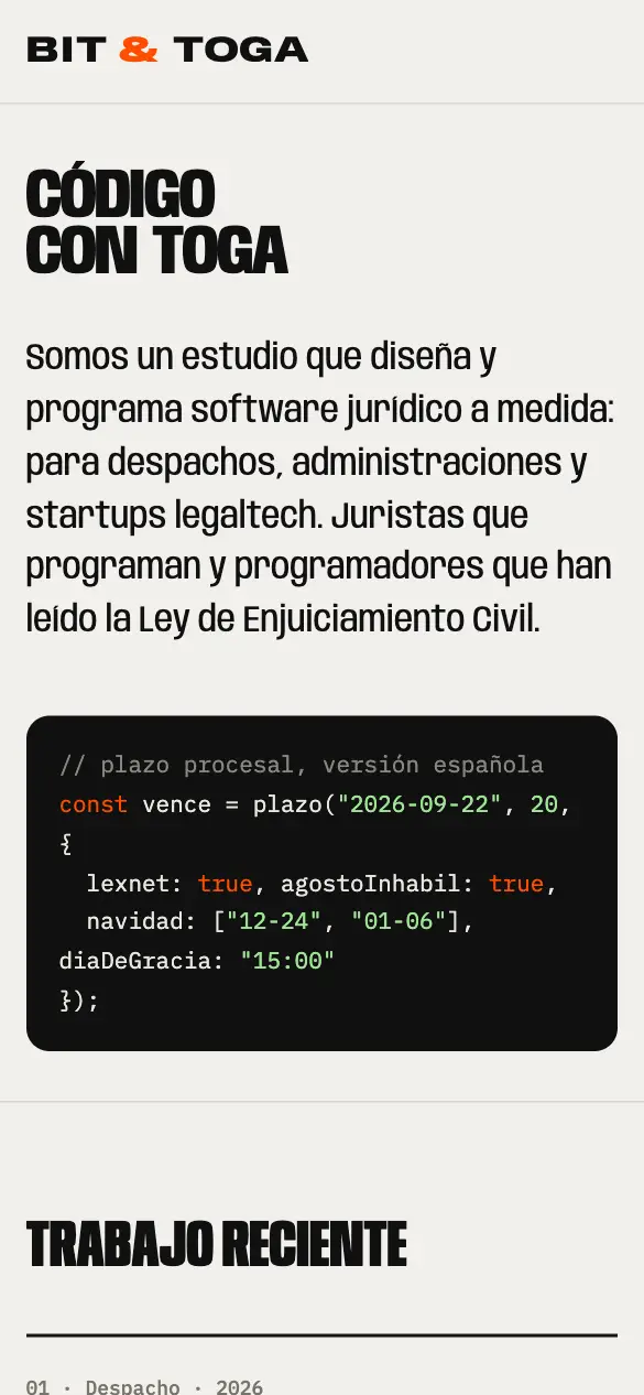 Bit & Toga — versión móvil
