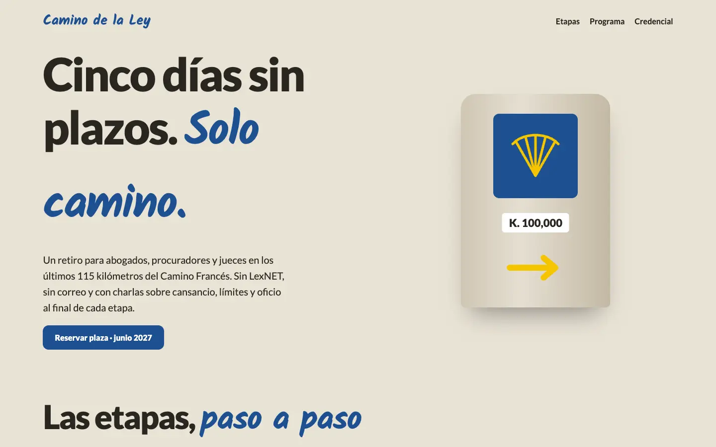 Camino de la Ley — primera pantalla del concepto