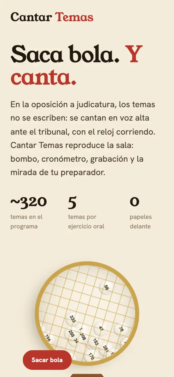 Cantar Temas — versión móvil