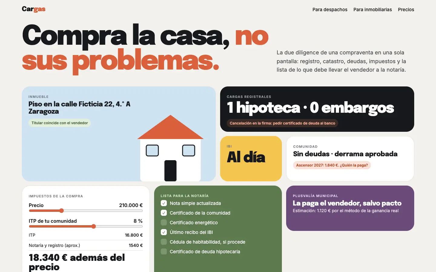Cargas — primera pantalla del concepto