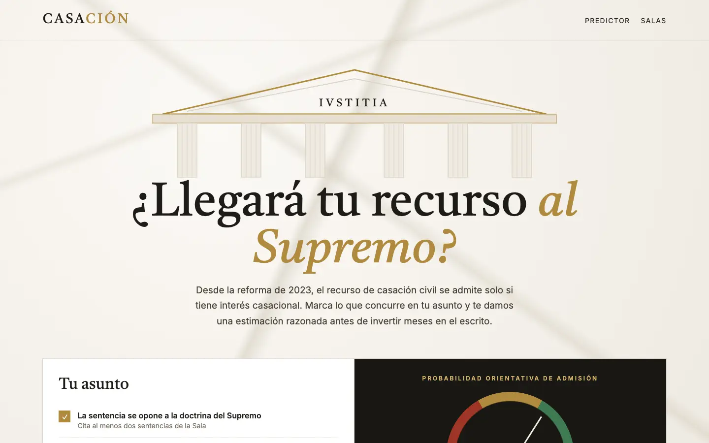 Casación — primera pantalla del concepto
