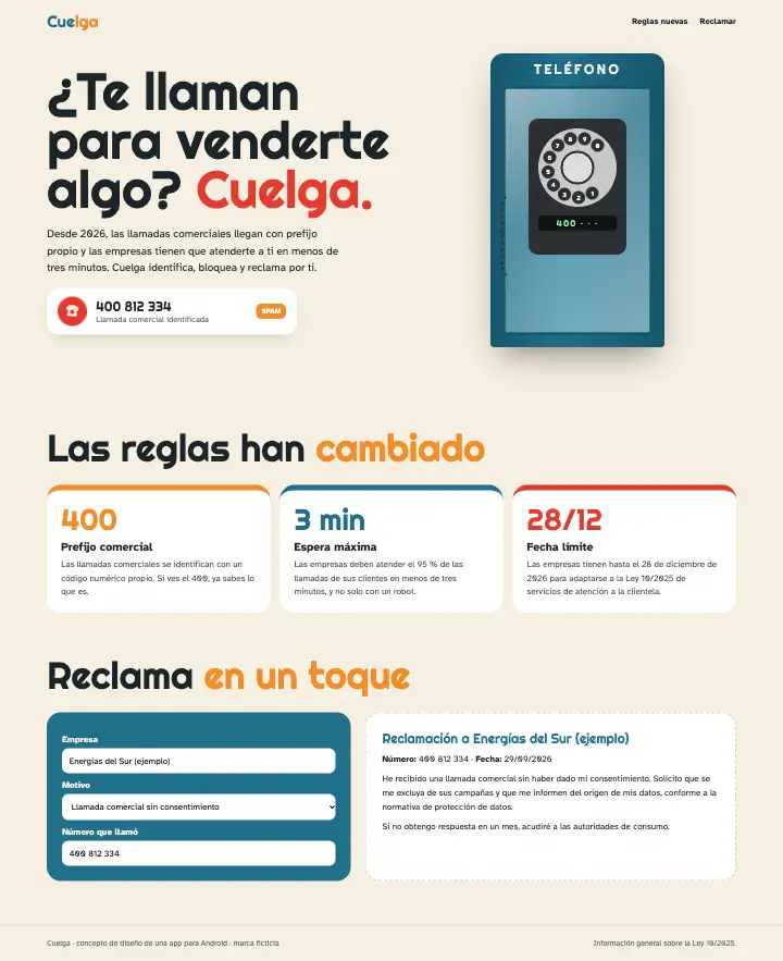 Cuelga — página completa