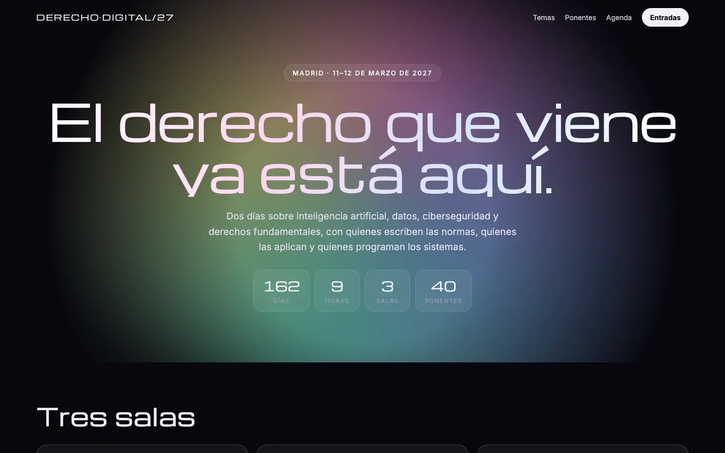 Congreso Derecho Digital — primera pantalla del concepto