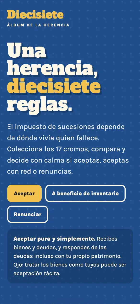 Diecisiete — versión móvil