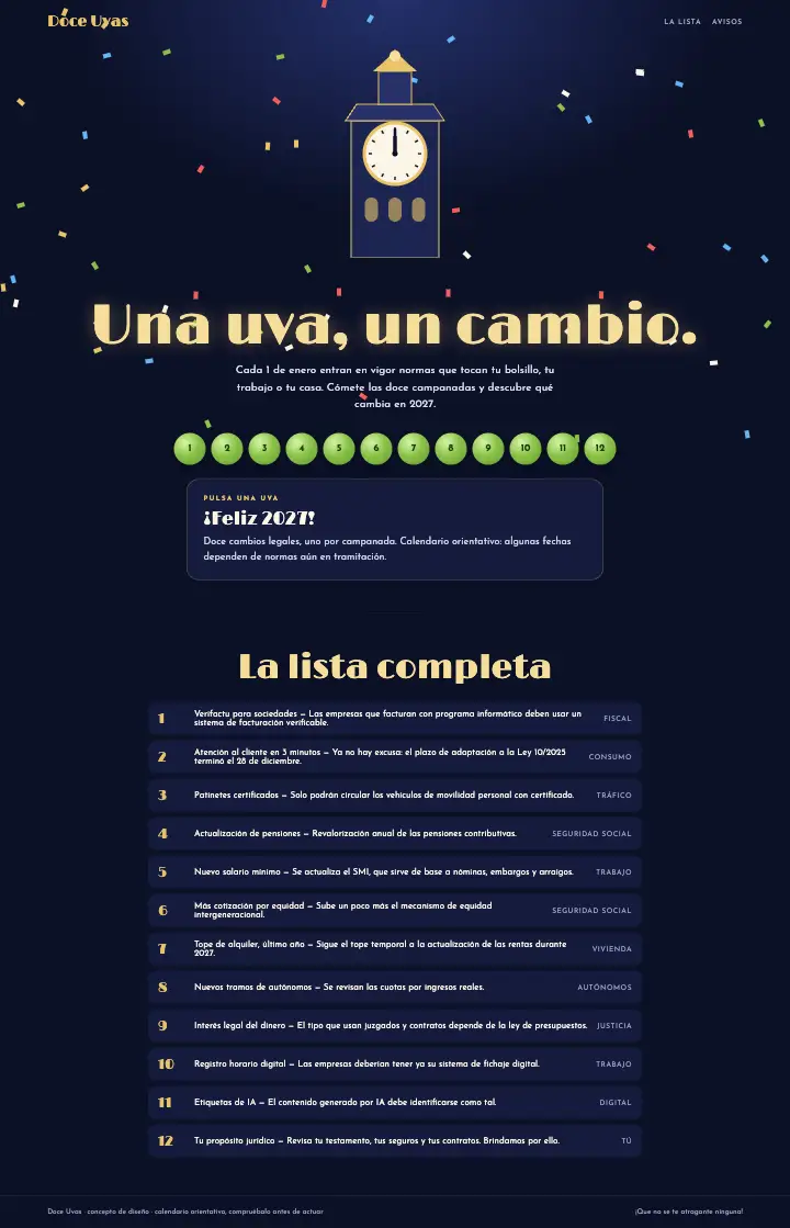 Doce Uvas — página completa