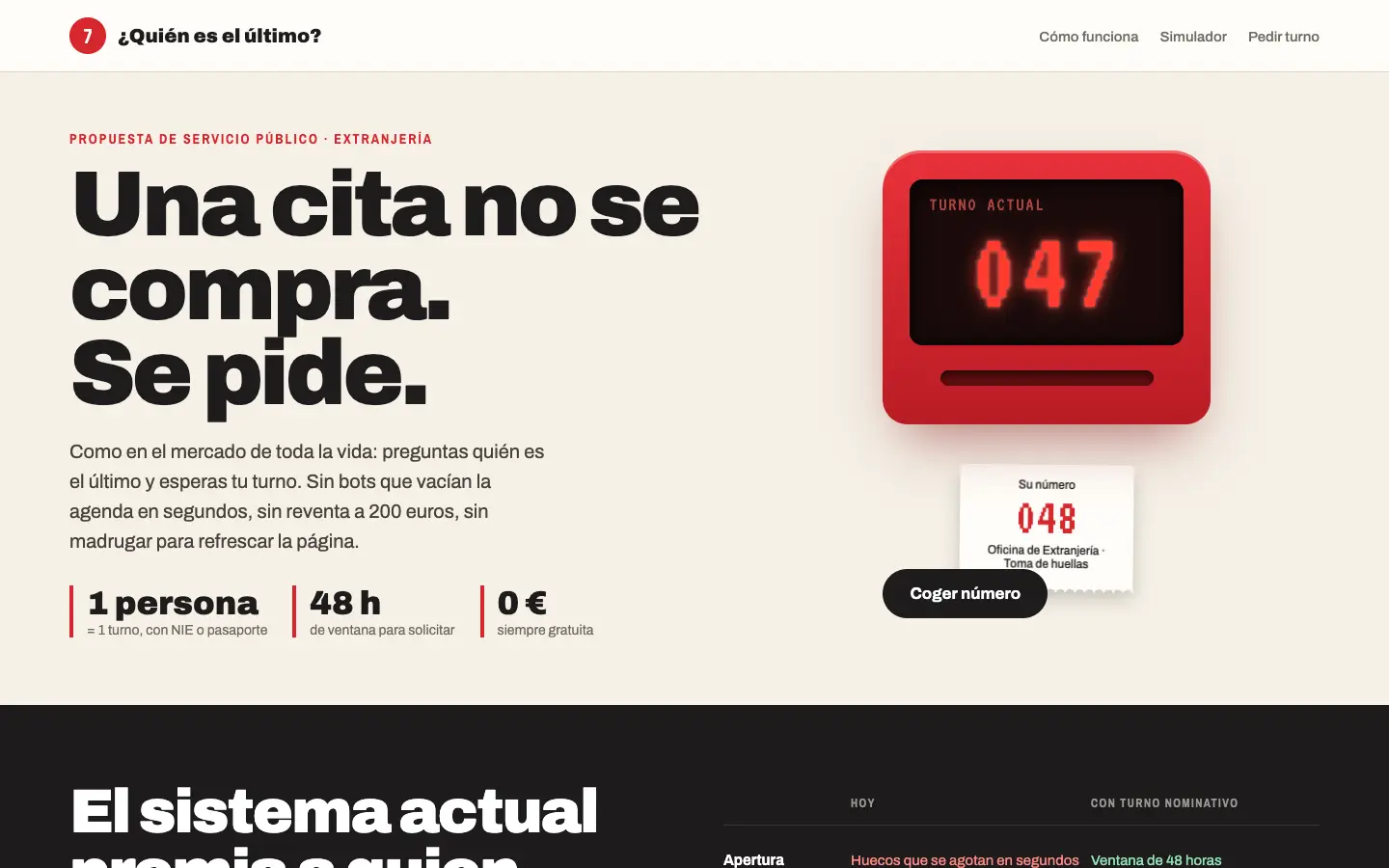 ¿Quién es el último? — primera pantalla del concepto