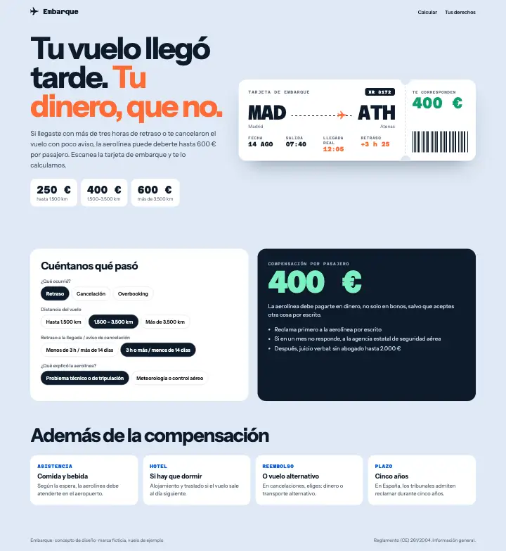 Embarque — página completa