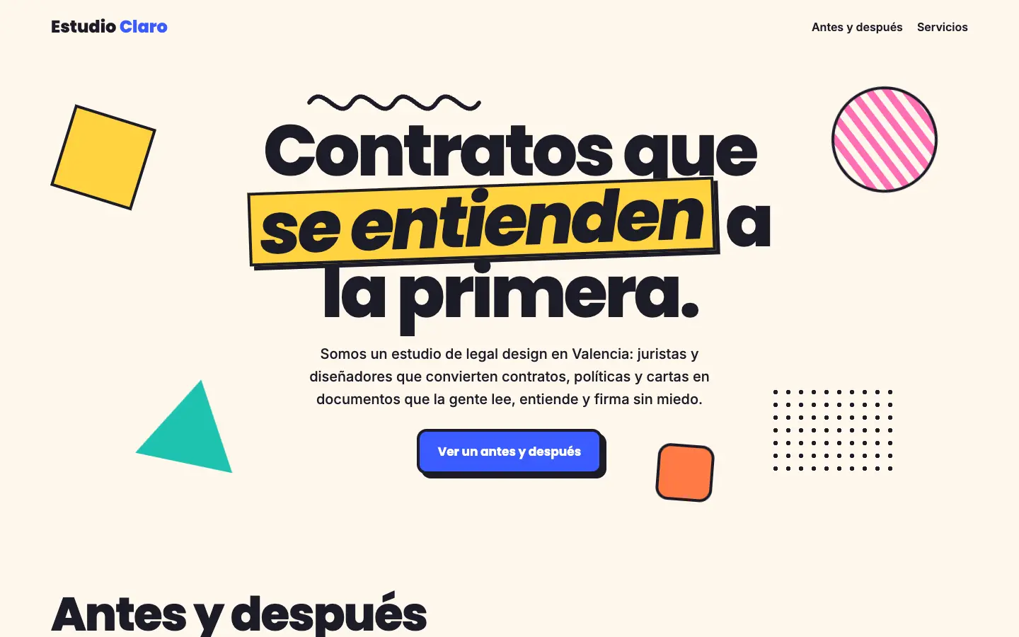 Estudio Claro — primera pantalla del concepto