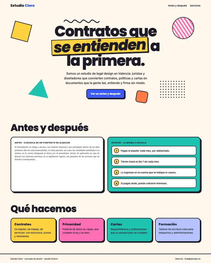 Estudio Claro — página completa