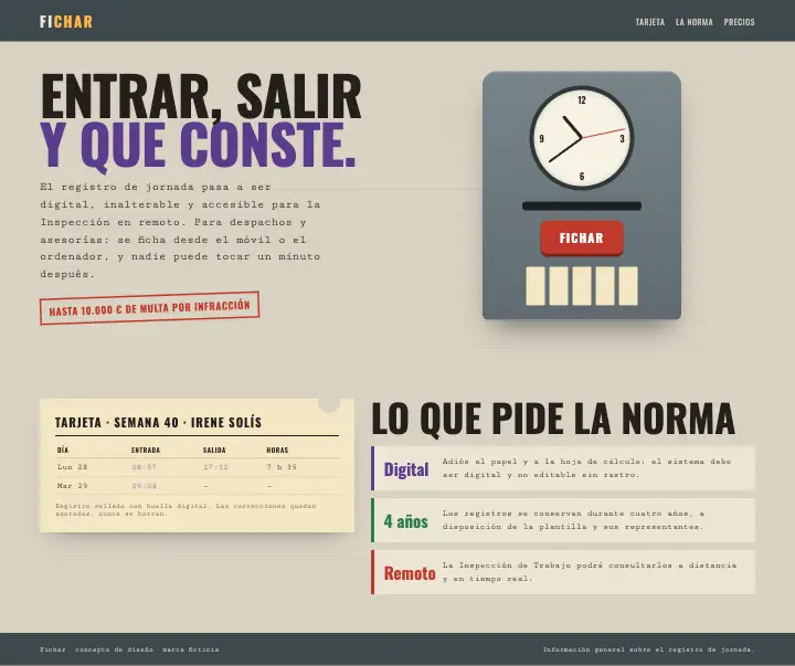 Fichar — página completa