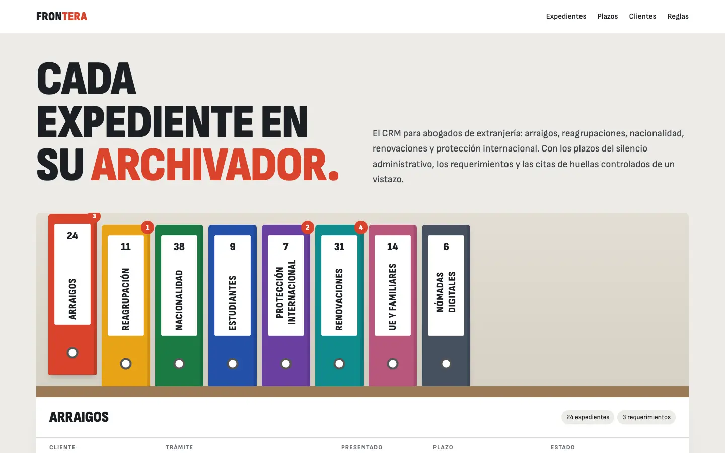Frontera — primera pantalla del concepto