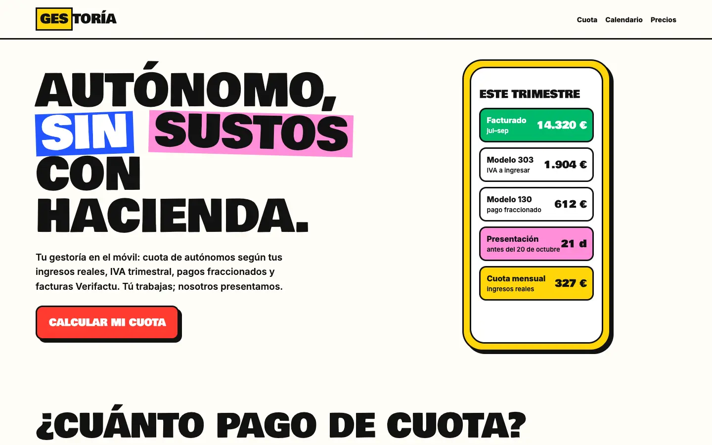 Gestoría — primera pantalla del concepto
