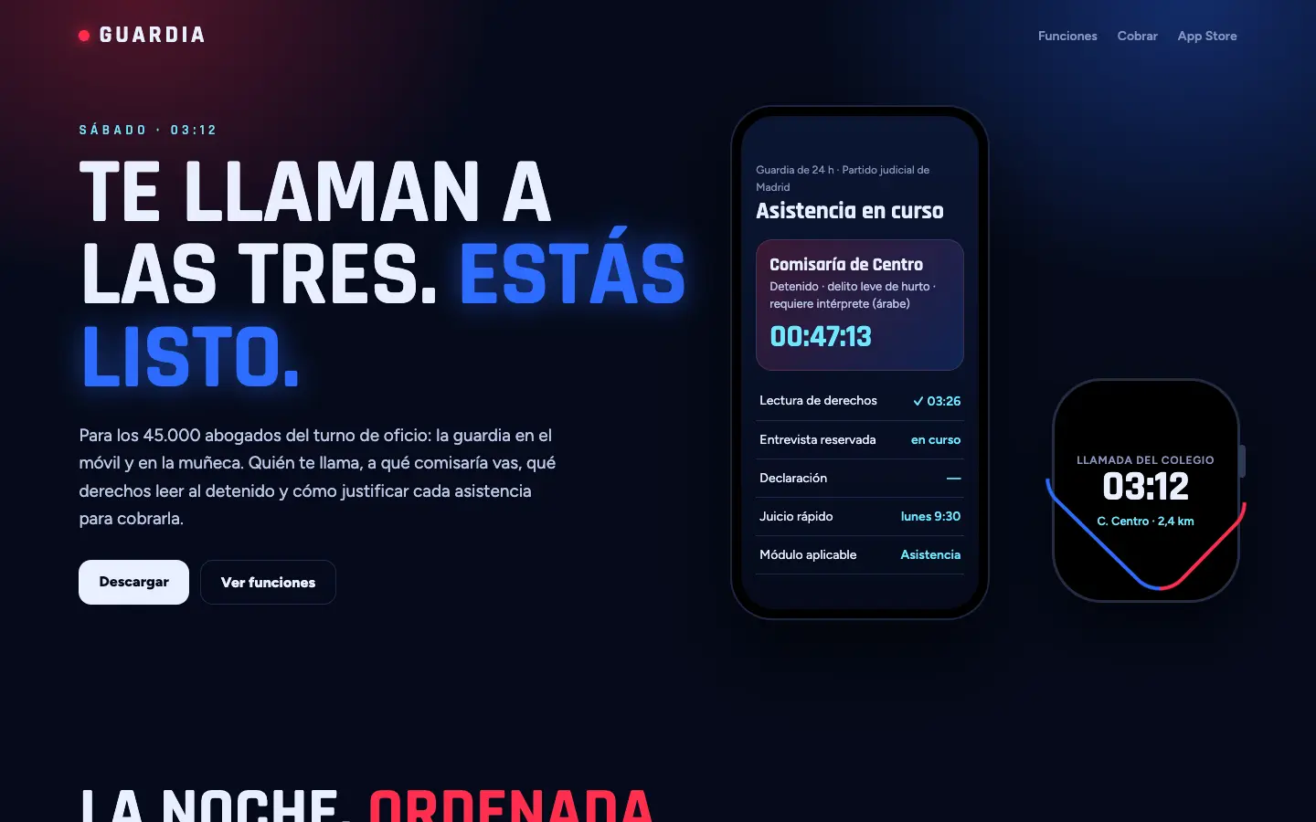 Guardia — primera pantalla del concepto