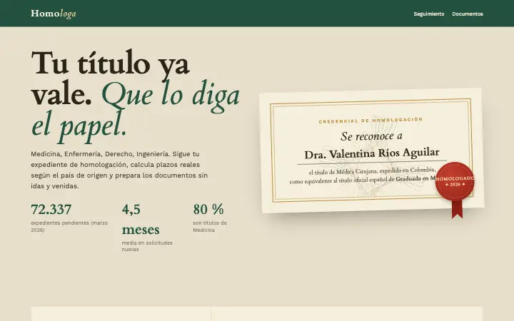 Homologa — concepto de diseño