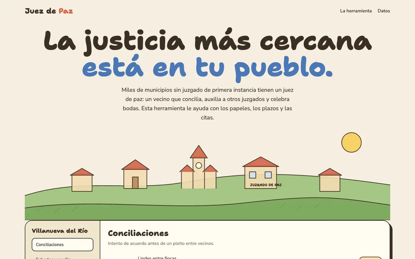 Juez de Paz — primera pantalla del concepto