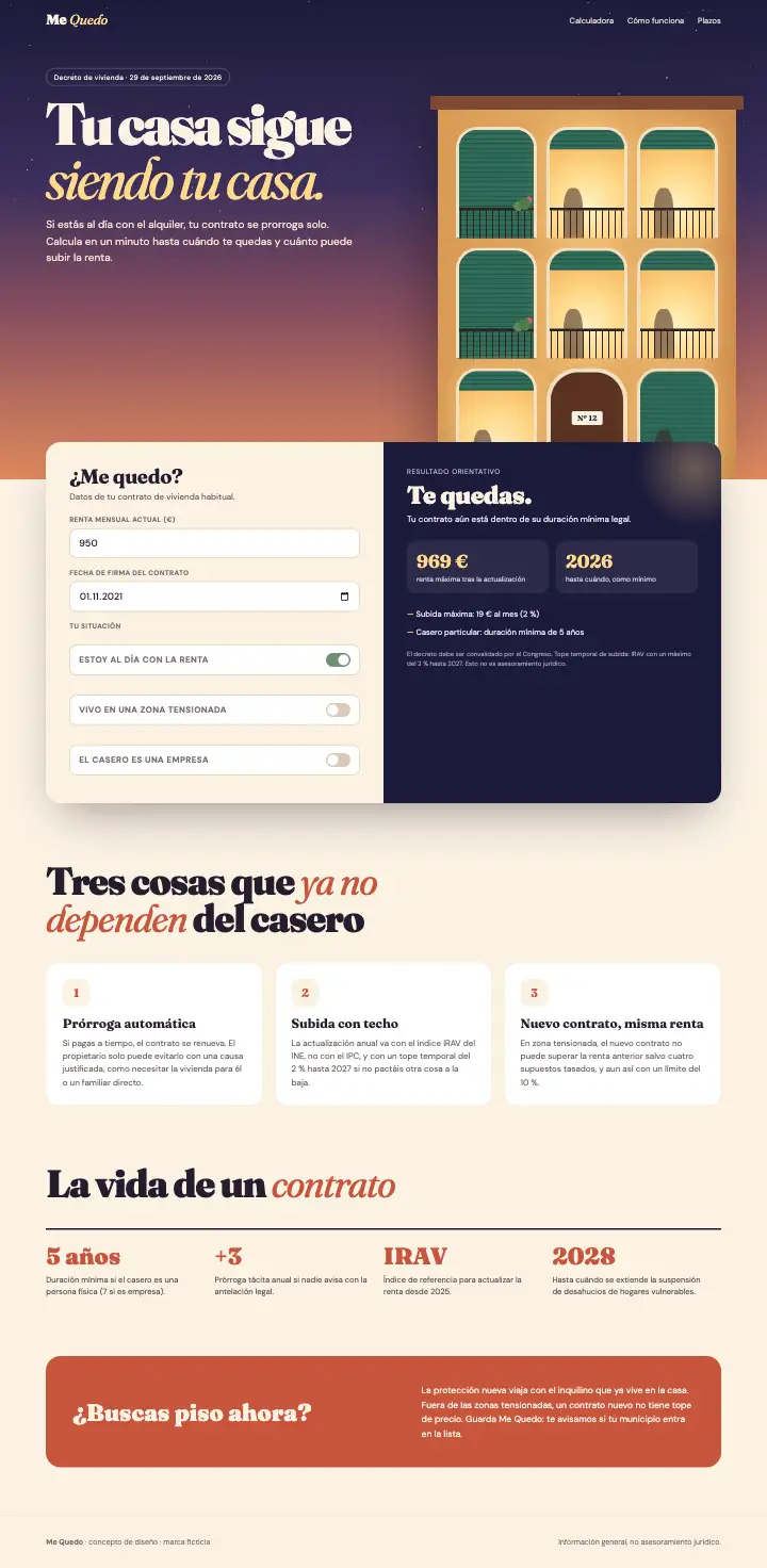 Me Quedo — página completa