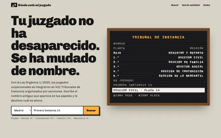 ¿Dónde está mi juzgado? — concepto de diseño