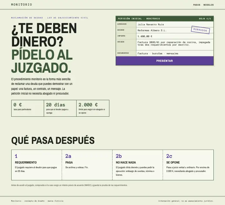 Monitorio — página completa