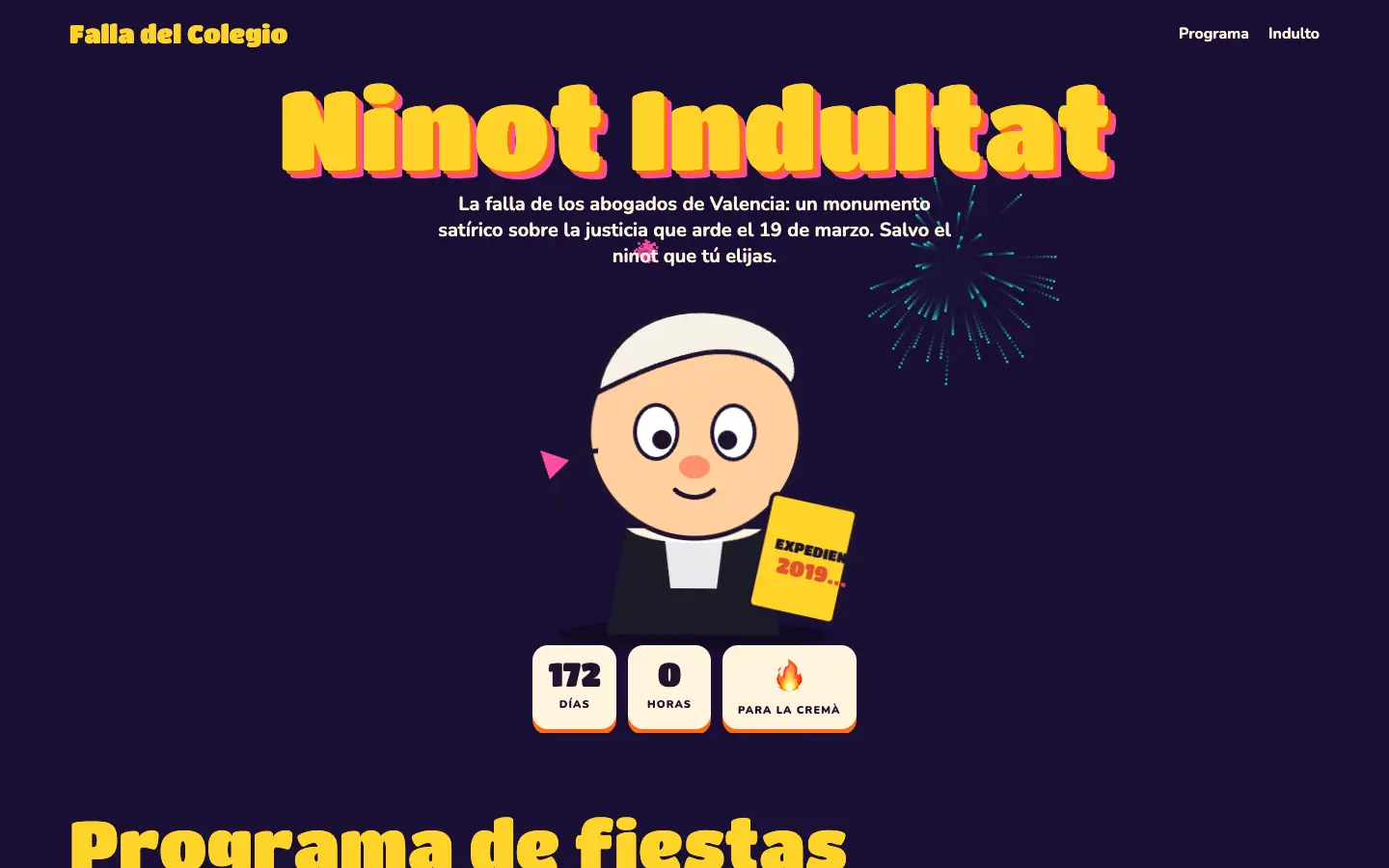 Ninot Indultat — primera pantalla del concepto