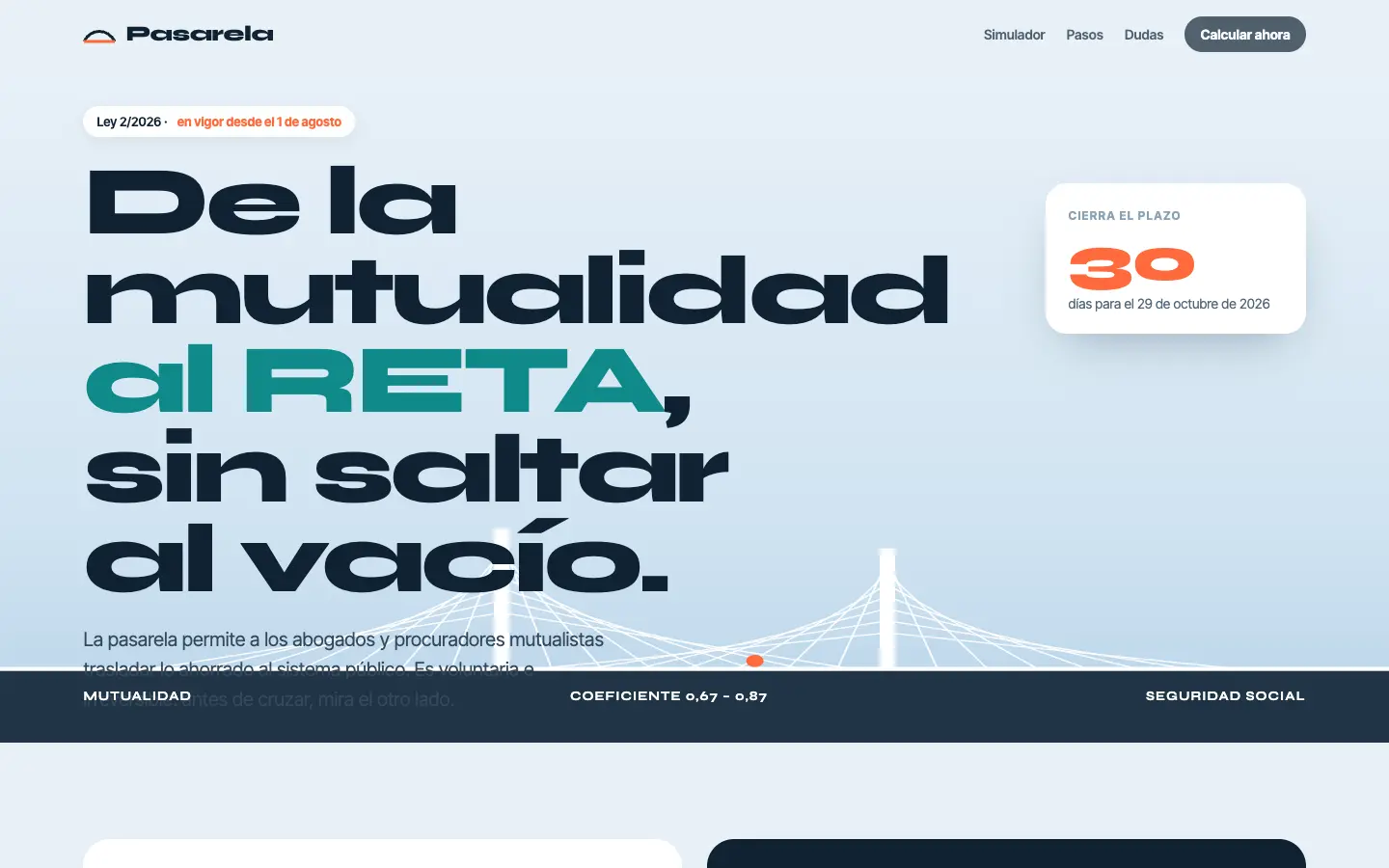 Pasarela — primera pantalla del concepto