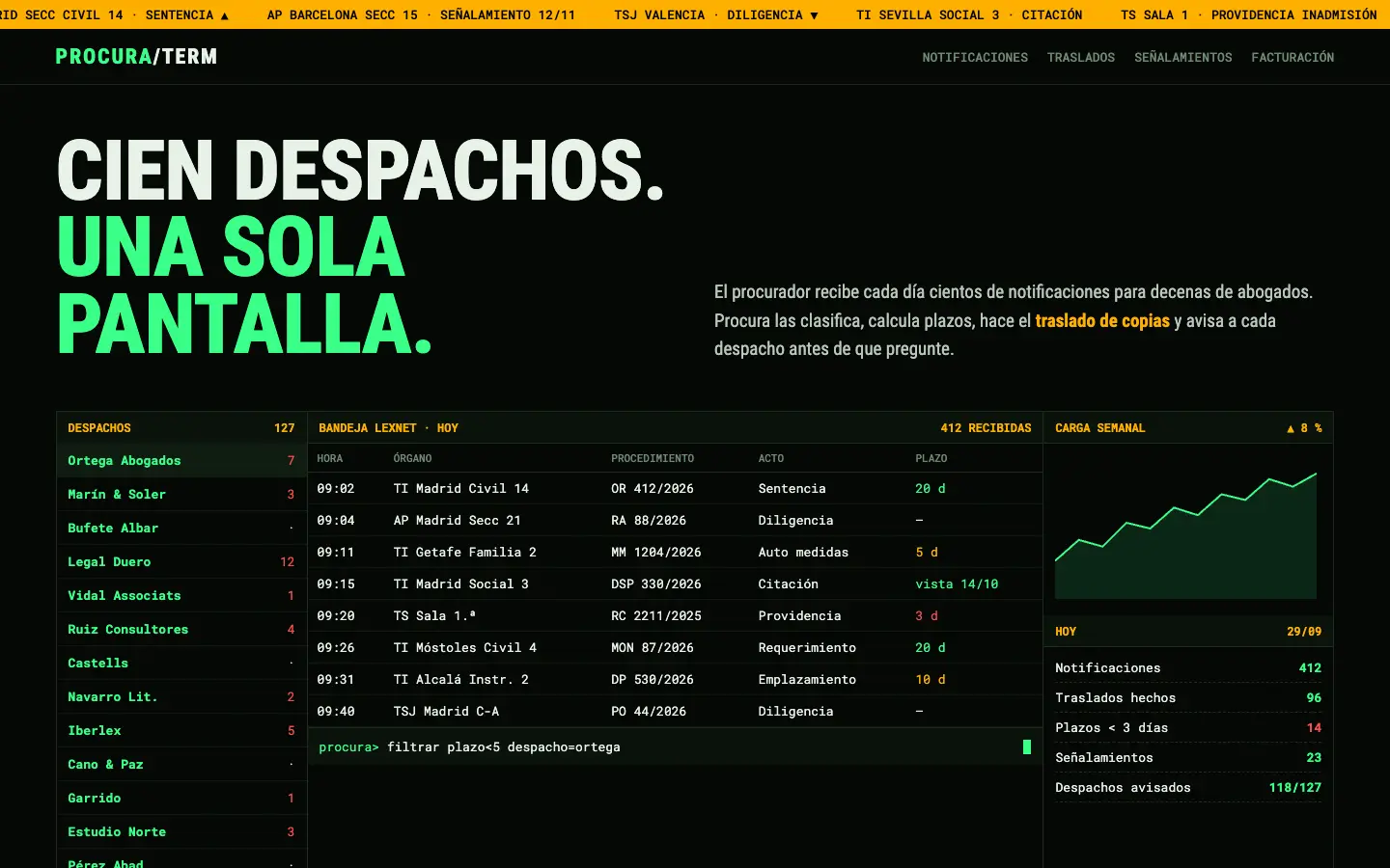 Procura — primera pantalla del concepto