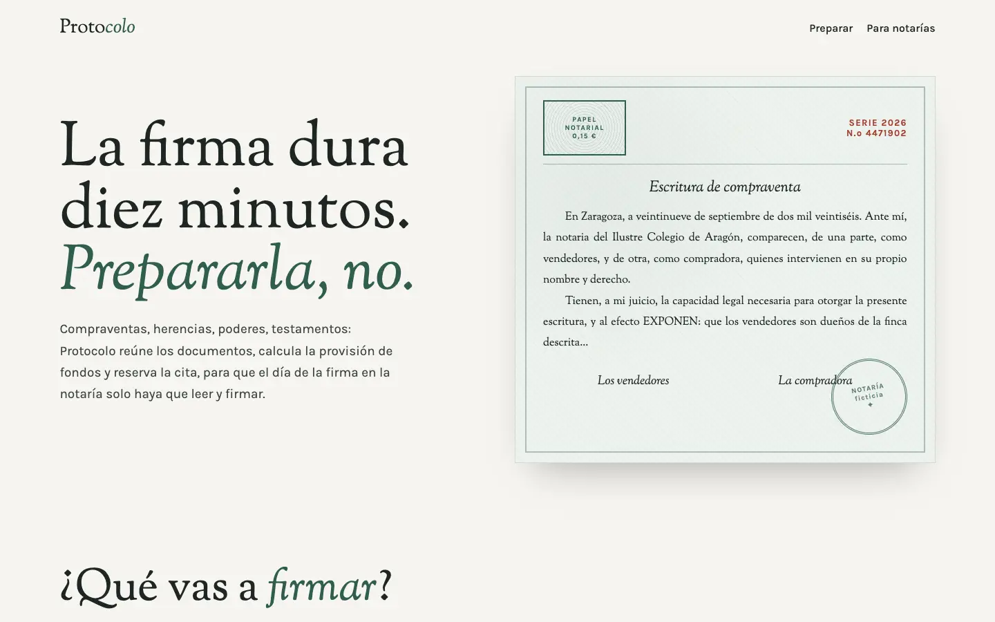 Protocolo — primera pantalla del concepto
