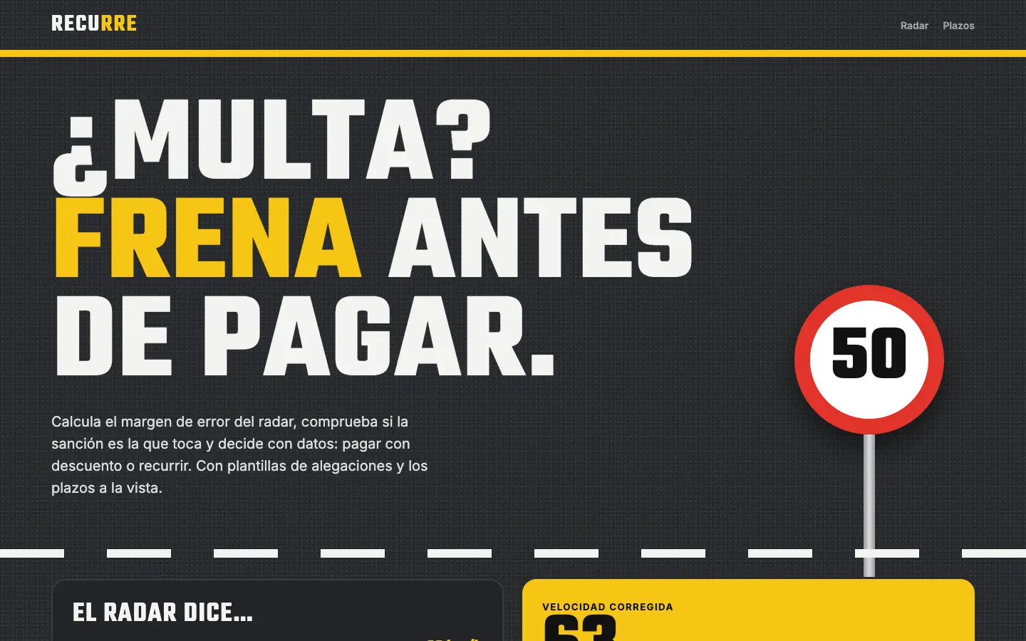 Recurre — primera pantalla del concepto