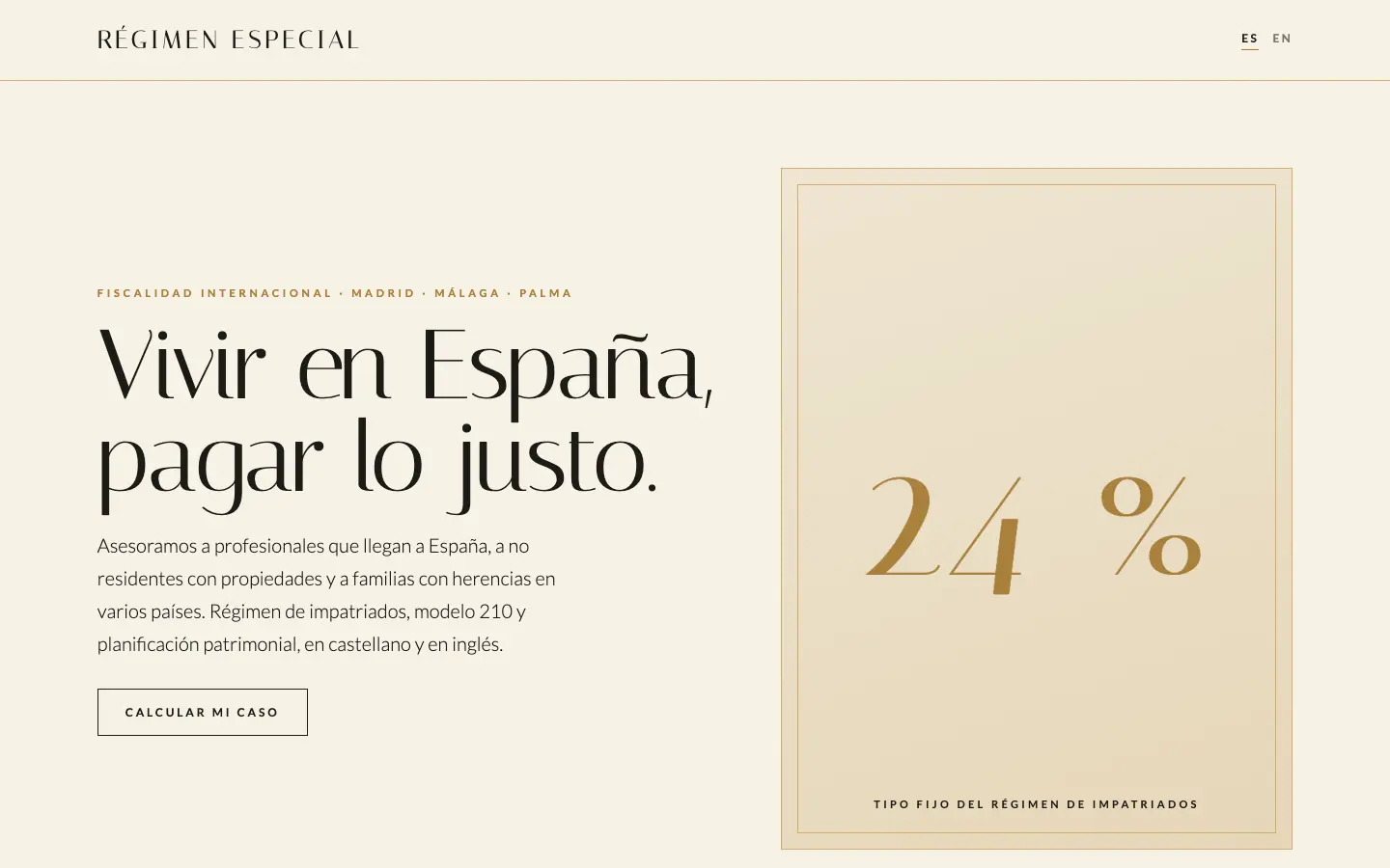 Régimen Especial — primera pantalla del concepto