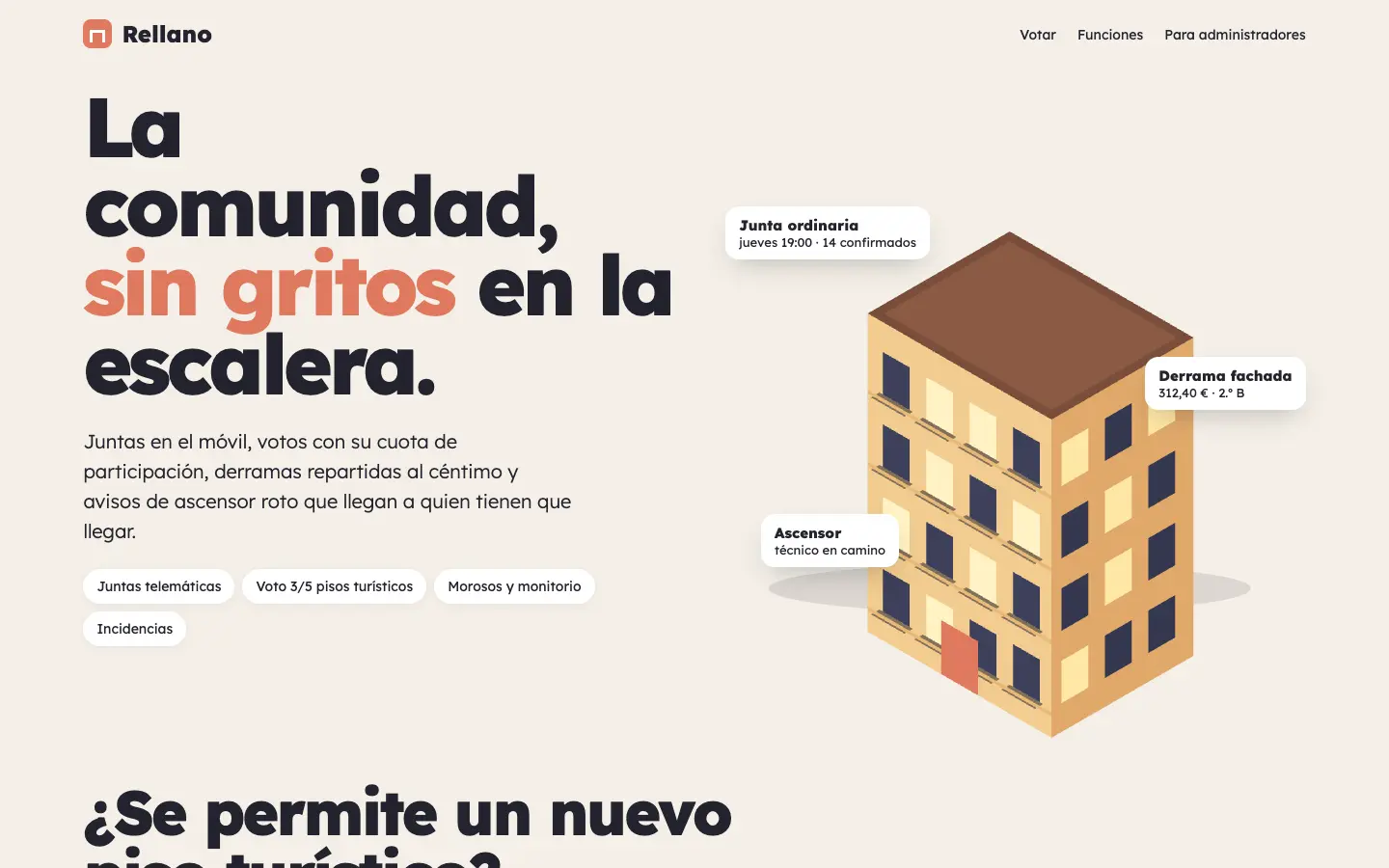 Rellano — primera pantalla del concepto