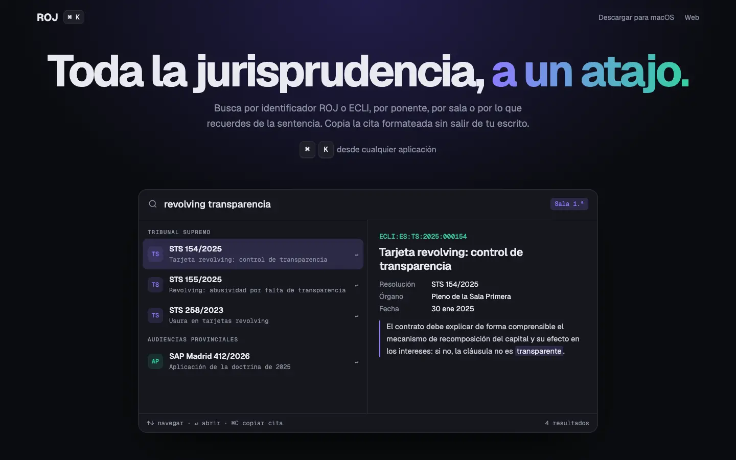 ROJ — primera pantalla del concepto