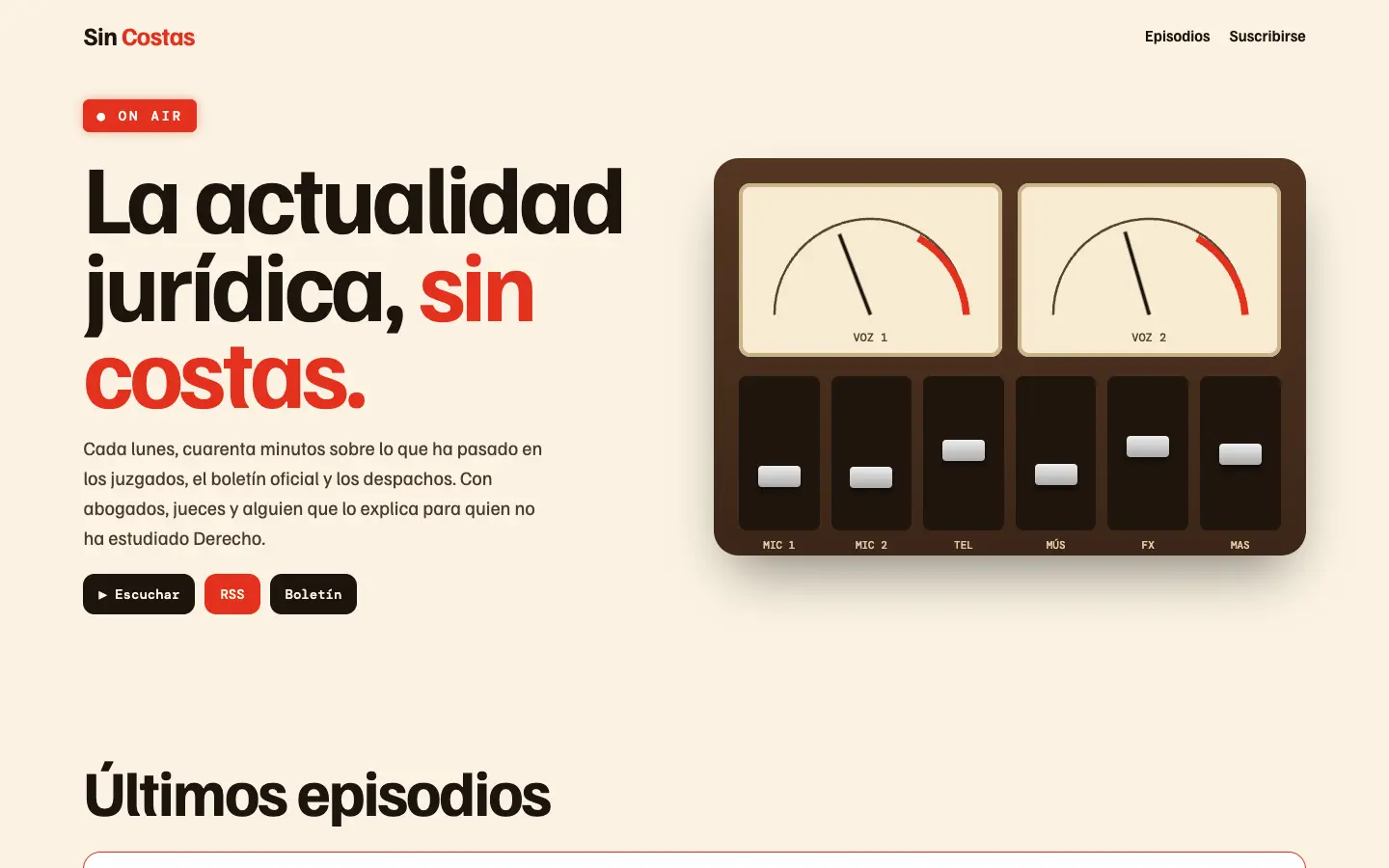 Sin Costas — primera pantalla del concepto