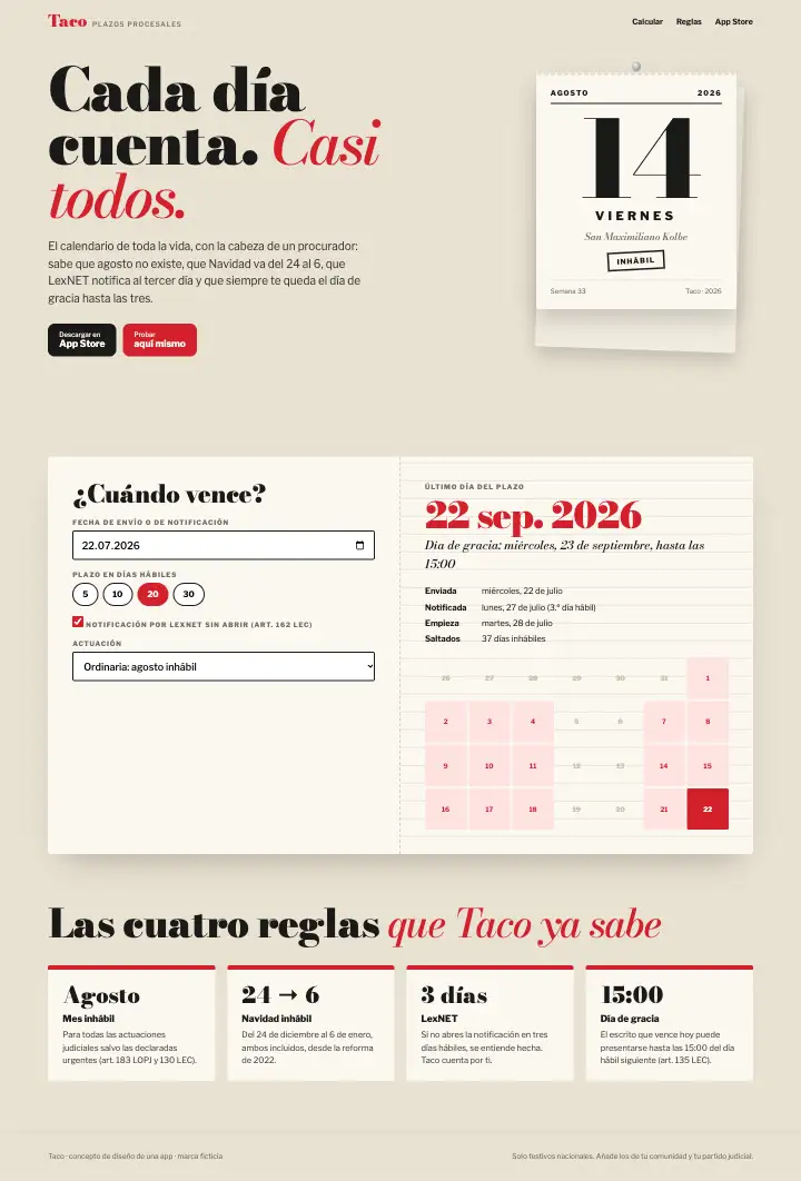 Taco — página completa