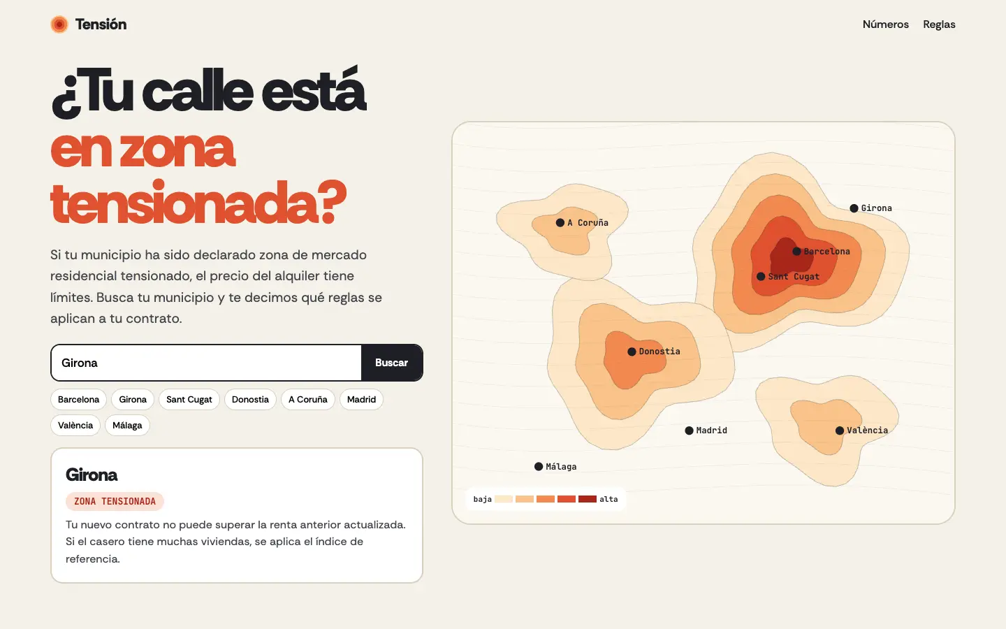 Tensión — primera pantalla del concepto