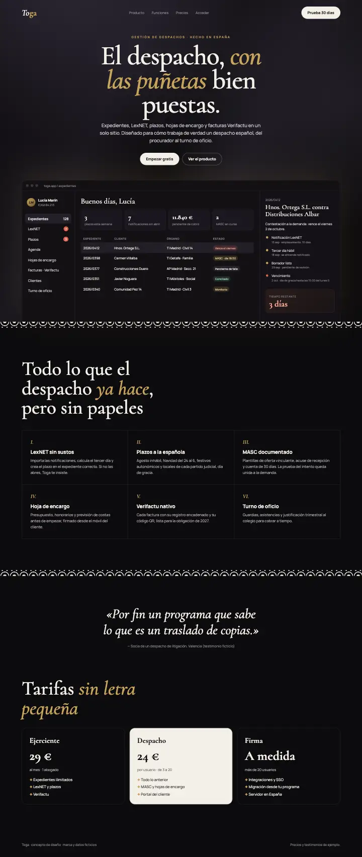 Toga — página completa