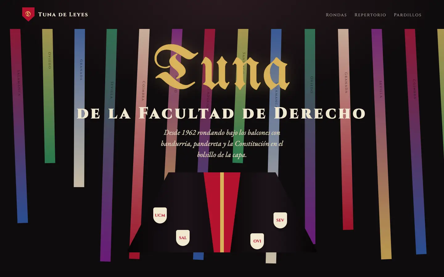 Tuna de Leyes — primera pantalla del concepto